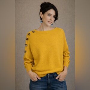 Love at First Find Mustard Sweater with Button Accents